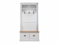 Recibidor perchero de madera con 2 cajones blanco^ Sale