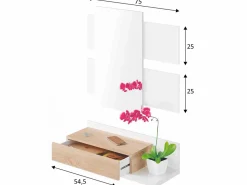 VS Venta-stock Recibidor Telma 1 cajón y Espejo Color /Roble Blanco Hot