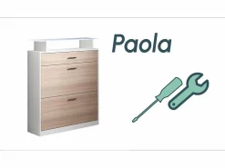 MB Muebles Bonitos Recibidor zapatero para Entrada Pasillo en Blanco y Sonoma con LED 89x24x105cm Paola Color natural claro / Blanco Clearance