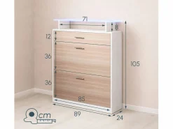 MB Muebles Bonitos Recibidor zapatero para Entrada Pasillo en Blanco y Sonoma con LED 89x24x105cm Paola Color natural claro / Blanco Clearance