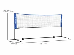 Aparato De Musculación|Red de bádminton plegable y ajustable, de metal, (310 x 103 x 107-155 cm)