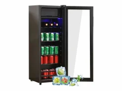 Refrigerador 128L, con 3 estantes ajustables y puerta de vidrio, -10 ° C a 10 ° C, 90 kWh/año, eficiencia energética F, 40x41x109.5cm^DripeX Hot