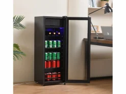 Refrigerador 128L, con 3 estantes ajustables y puerta de vidrio, -10 ° C a 10 ° C, 90 kWh/año, eficiencia energética F, 40x41x109.5cm^DripeX Hot