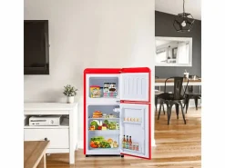 DripeX Refrigerador 22L+38L, doble puerta con LED y pies ajustables, clase E, -27°C-13°C, 102 kWh/año, , 42x45.5x88.8cm Rojo Online