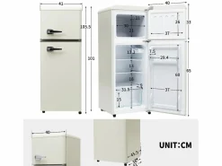 Refrigerador retro de 92 litros con 2 puertas e iluminación LED - -27 °C a 13 °C - antiguo^Hauss Spole Online