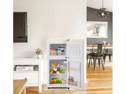 Hauss Spole Electrodomésticos De Frío|Refrigerador retro. Frigorífico-congelador combinado con un volumen total de 60 litros, un volumen de congelador de 22 litros.