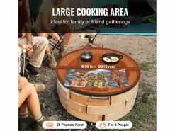 Rejilla de Hogar SucceBuy Redonda Plegable de 91cm, Acero Robusto X-Marks, Utensilios de Cocina de Camping Portátiles para Fiestas al Aire Libre, Negro Best