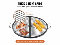 Rejilla de Hogar SucceBuy Redonda Plegable de 91cm, Acero Robusto X-Marks, Utensilios de Cocina de Camping Portátiles para Fiestas al Aire Libre, Negro Best