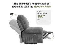 Relájate silla de terciopelo eléctrico del sillón, silla de ocio ajustable con USB, respaldo ajustable, anti -estatico con reposapiés - 96x97x104cm^DripeX