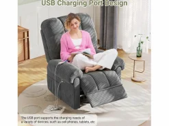 Relájate silla de terciopelo eléctrico del sillón, silla de ocio ajustable con USB, respaldo ajustable, anti -estatico con reposapiés - 96x97x104cm^DripeX