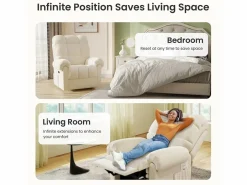 DripeX Sillón Escandinavo|Relájate sillón de terciopelo eléctrico de teddy, silla de ocio ajustable con USB, anti -estatal con reposapiés - 96x97x104cm