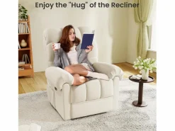 DripeX Sillón Escandinavo|Relájate sillón de terciopelo eléctrico de teddy, silla de ocio ajustable con USB, anti -estatal con reposapiés - 96x97x104cm