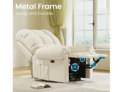 DripeX Sillón Escandinavo|Relájate sillón de terciopelo eléctrico de teddy, silla de ocio ajustable con USB, anti -estatal con reposapiés - 96x97x104cm