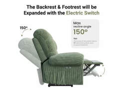 DripeX Sillón Escandinavo|Relájate sillón de terciopelo eléctrico de sillón, silla de ocio ajustable con USB, respaldo ajustable, antiestático con reposapiés - 96x97x104cm