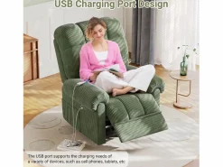 DripeX Sillón Escandinavo|Relájate sillón de terciopelo eléctrico de sillón, silla de ocio ajustable con USB, respaldo ajustable, antiestático con reposapiés - 96x97x104cm
