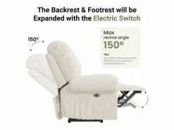 Relájate sillón de terciopelo eléctrico de sillón, silla de ocio ajustable con USB, respaldo ajustable, antiestático con reposapiés - 96x97x104cm^DripeX Online