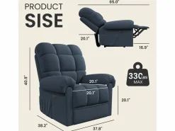 DripeX Relájate sillón de terciopelo eléctrico de teddy, silla de ocio ajustable con USB, anti -estatal con reposapiés - 96x97x104cm Azul New