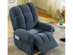 DripeX Relájate sillón de terciopelo eléctrico de teddy, silla de ocio ajustable con USB, anti -estatal con reposapiés - 96x97x104cm Azul New