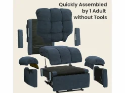 DripeX Relájate sillón de terciopelo eléctrico de teddy, silla de ocio ajustable con USB, anti -estatal con reposapiés - 96x97x104cm Azul New