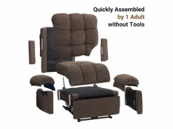 Relájate sillón de terciopelo eléctrico de teddy, silla de ocio ajustable con USB, anti -estatal con reposapiés - 96x97x104cm marrón^DripeX Best