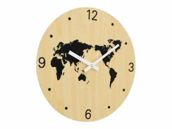 Reloj de pared de madera de ingeniería y negro Ø30 cm ES521293^ Hot