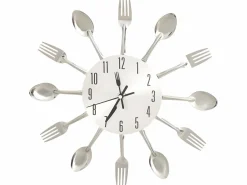 Reloj De Pared|Reloj de pared diseño cuchara y tenedor 31 cm aluminio ES906791