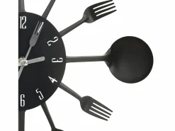 Reloj de pared diseño cuchara y tenedor 40 cm aluminio ES528387 Negro