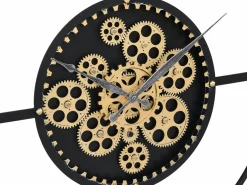 Reloj de pared industrial - D. 80 cm - metal - Negro y dorado - KARIAL^INSIDEART