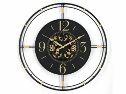 OZAIA Reloj de pared industrial engranaje - metal - D. 70 cm - y dorado - SEDONA Negro Sale