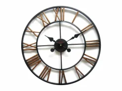 Reloj de pared industrial de hierro y dorado diám 50 cm IRON^INSIDEART New