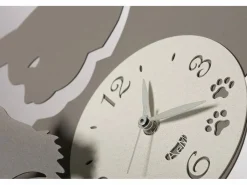 Reloj De Pared|Reloj de pared Mamma Gatta 38x27 cm en hierro - Diseño de gato y gatitos - Mecanismo de batería silencioso - Fabricado en Italia