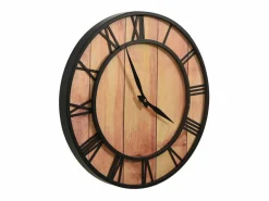 Reloj de pared MDF y hierro marrón y negro 39 cm ES943398^ Sale