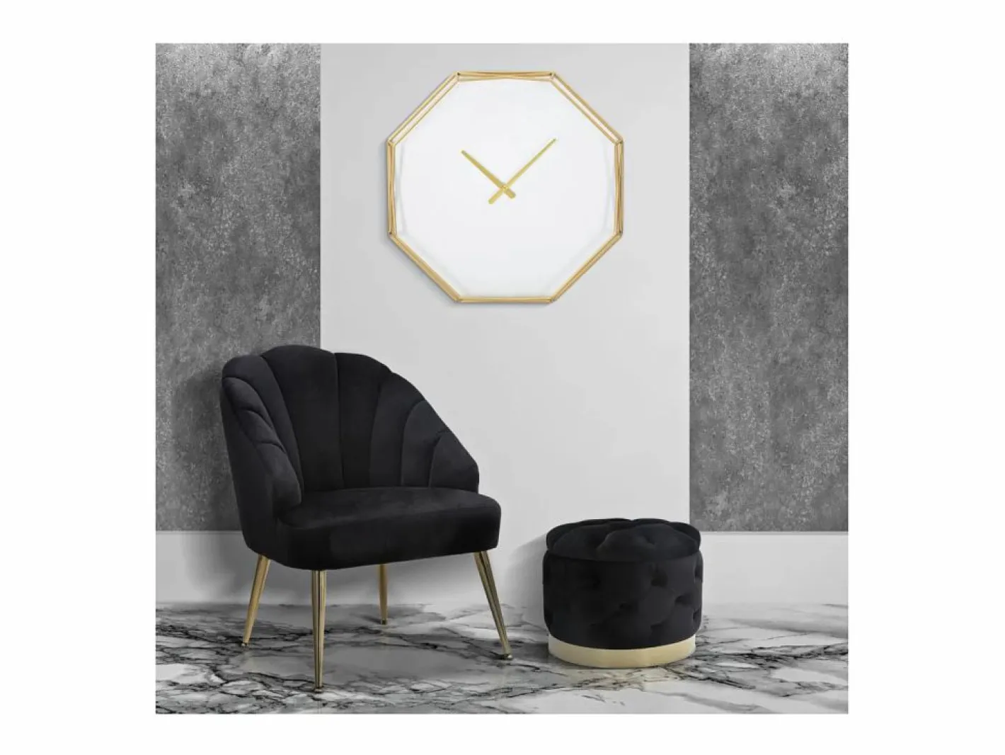 Reloj de pared octagonal de metal dorado Octagonal^ Hot