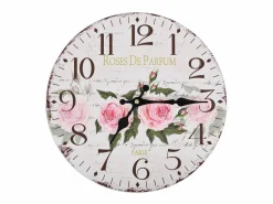 Reloj de pared vintage con flores 30 cm ES157678 Multicolor Sale