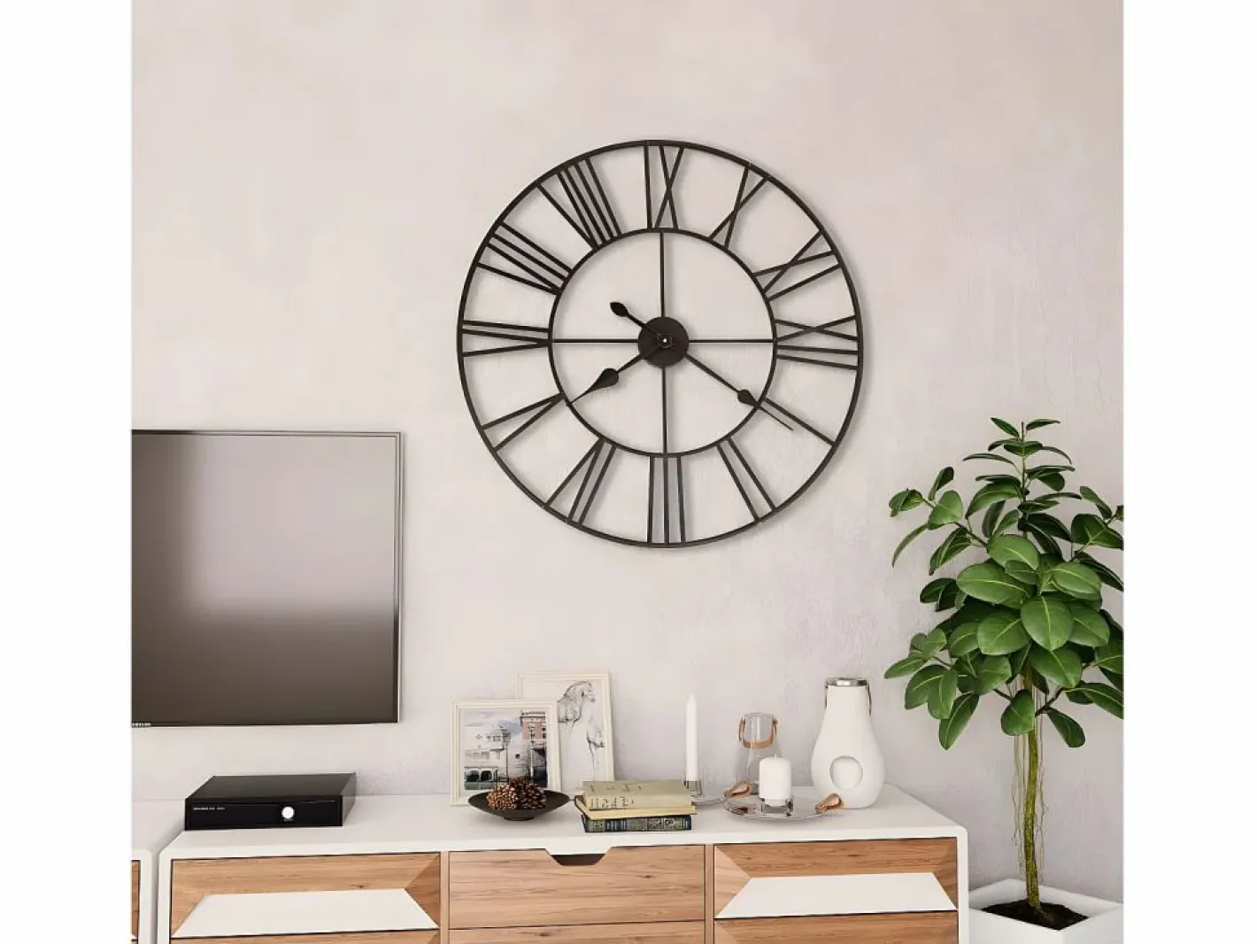 Reloj de pared vintage movimiento cuarzo metal 80 cm XXL ES400434^ Hot