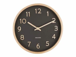 PRESENT TIME Reloj redondo de madera Pure 22 cm Negro Discount