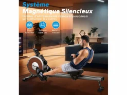 Remo Magnético para Casa , 16 Niveles, LCD, Bluetooth, Doble Riel, Ultra Silencioso, 160kg, Asiento Ergonómico, Plegable, Compatible con APP^MERACH Best