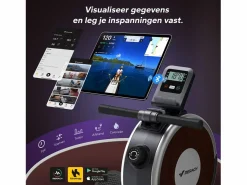 Remo Magnético para Casa , 16 Niveles, LCD, Bluetooth, Doble Riel, Ultra Silencioso, 160kg, Asiento Ergonómico, Plegable, Compatible con APP^MERACH Best