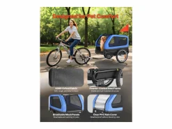 Remolque bicicleta SucceBuy para Perro, Carga 40 kg, Porta Animales de Compañía de Bicicletas, Marco Plegable Fácil con Rueda a Liberación Rápida, Reflector^ Discount
