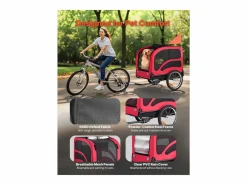 Transportín De Paseo Para Animales|Remolque bicicleta SucceBuy para Perro, Carga 45 kg, Porta Animales de Compañía de Bicicletas, Marco Plegable Fácil con Rueda a Liberación Rápida, Reflector