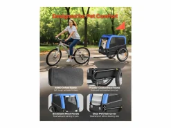 Remolque bicicleta SucceBuy para Perro, Carga 30 kg, Porta Animales de Compañía de Bicicletas, Marco Plegable Fácil con Rueda a Liberación Rápida, Reflector Azul Online