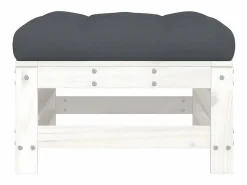 Reposapiés de jardín con cojín madera maciza de pino ES80569 Blanco Outlet