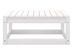Reposapiéss de jardín con cojines 2 uds madera maciza pino ES25658 Blanco Outlet