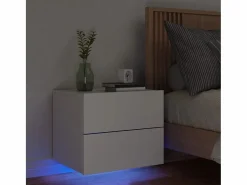Garden Furniture Rhylan Mesita de noche de pared con luces LED Blanco Discount
