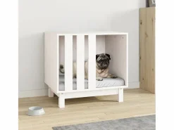 Garden Furniture Rivoli Caseta para perros madera maciza de pino 60x45x57 cm Blanco Clearance