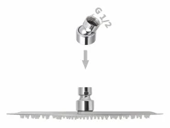 Helloshop26 Rociador de ducha de inmersión redondo de acero inoxidable de 25 cm 02_0003099 Gris Discount