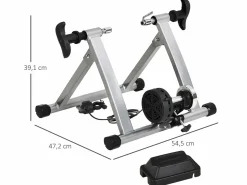 Homcom Rodillo entrenamiento bicicleta plata 54.5x47.2x39.1 cm Plateado Discount