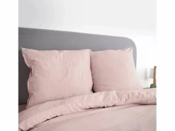 Sweeek Ropa de cama de microfibra lavada color rosa, 2 plazas Rosa palo