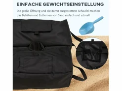 Sombrilla|Saco de arena para sombrilla, 2 bolsas rellenables de 50 kg, tela Oxford, negro (50 x 50 x 18 cm)