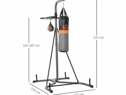 Homcom Saco de boxeo colgante con soporte negro y gris 115x157x221 cm Multicolor Online